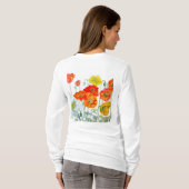Orange Red Poppe Blume Muster Wasserfarbe T-Shirt (Schwarz voll)