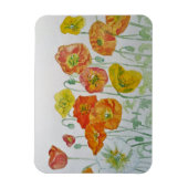 Orange red Poppies Watercolor Birthday Magnet (Vertikal)