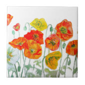 Orange Red Poppy Blume Muster Fliese (Vorderseite)