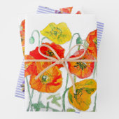 Orange Red Poppy Blume Pansy Lila Wasserfarbe Geschenkpapier Set (Beispiel)