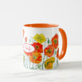 Orange Red Poppy Blume Pattern Aquarellfarben Tass Tasse (VorderseiteRechts)