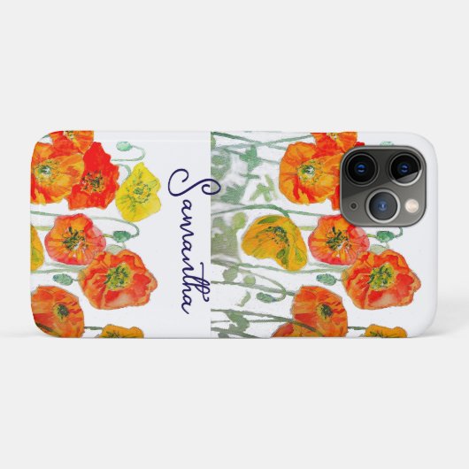 Orange Red Poppy Blume Pattern Girls Case-Mate iPhone Hülle (Rückseite (Horizontal))