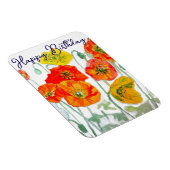 Orange Red Poppy Blume Pattern Happy Birthday Magnet (Rechte Seite)