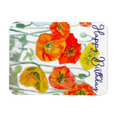 Orange Red Poppy Blume Pattern Happy Birthday Magnet (Horizontal)