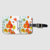 Orange Red Poppy Blume Pattern Vielen Dank Gepäckanhänger (Vorderseite (Horizontal))
