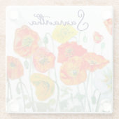 Orange Red Poppy Blume Pattern Vielen Dank Glasuntersetzer (Rückseite)