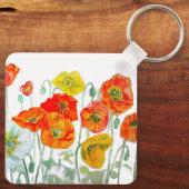 Orange Red Poppy Blume Pattern Vielen Dank Schlüsselanhänger (Rückseite)