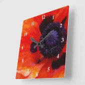 Orange Red Poppy Blume Quadratische Wanduhr (Winkel)