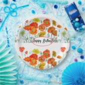 Orange Red Poppy Blume Wasserfarbe Geburtstag Pappteller (Party)