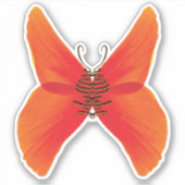Orange Red Poppy Butterfly mit Ihrem Namen Aufkleber (Vorderseite)