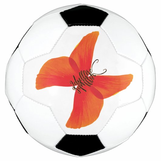 Orange Red Poppy Butterfly mit Ihrem Namen Fußball (Vorderseite)