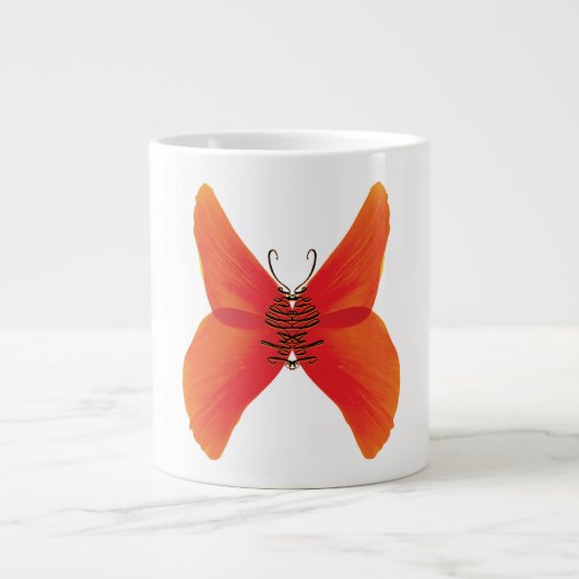 Orange Red Poppy Butterfly mit Ihrem Namen Jumbo-Tasse (Vorderseite)
