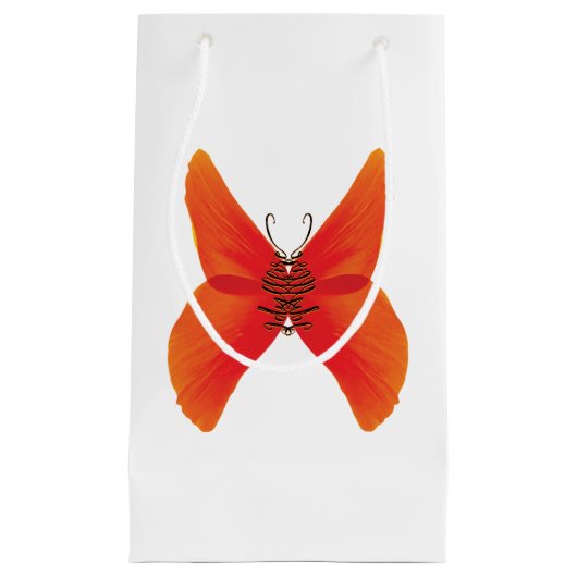 Orange Red Poppy Butterfly mit Ihrem Namen Kleine Geschenktüte (Vorderseite)
