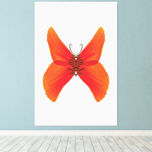 Orange Red Poppy Butterfly mit Ihrem Namen Leinwanddruck (Insitu (Holzboden))