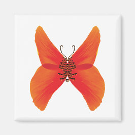 Orange Red Poppy Butterfly mit Ihrem Namen Magnet
