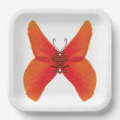 Orange Red Poppy Butterfly mit Ihrem Namen Pappteller (Vorderseite)