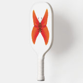 Orange Red Poppy Butterfly mit Ihrem Namen Pickleball Schläger (Links)