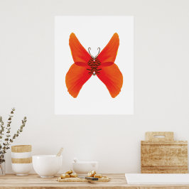 Orange Red Poppy Butterfly mit Ihrem Namen Poster