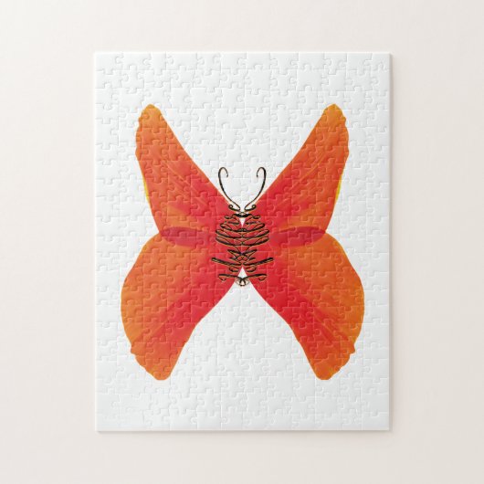 Orange Red Poppy Butterfly mit Ihrem Namen Puzzle (Vertikal)