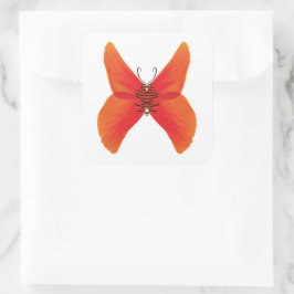 Orange Red Poppy Butterfly mit Ihrem Namen Quadratischer Aufkleber