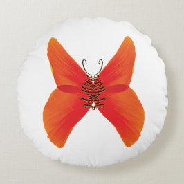Orange Red Poppy Butterfly mit Ihrem Namen Rundes Kissen