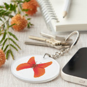 Orange Red Poppy Butterfly mit Ihrem Namen Schlüsselanhänger (Vorderseite rechts)