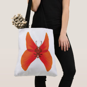 Orange Red Poppy Butterfly mit Ihrem Namen Tasche