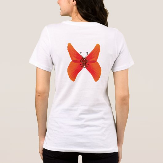 Orange Red Poppy Butterfly mit Ihrem Namen Tri-Blend Shirt (Rückseite)