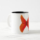 Orange Red Poppy Butterfly mit Ihrem Namen Zweifarbige Tasse (Vorderseite Links)