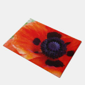 Orange Red Poppy Floral Fußmatte (Schrägansicht)