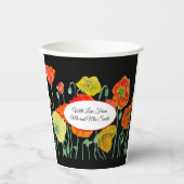 Orange Red Poppy Flower Pattern Watercolor Wedding Pappbecher (Vorderseite)