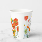 Orange Red Poppy Flower Pattern Watercolor Wedding Pappbecher (Rechts)