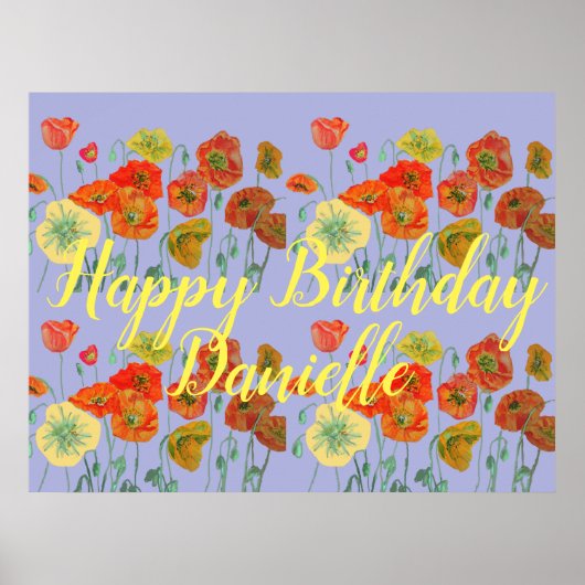 Orange Red Poppy Lila Happy Birthday Ladys Poster (Vorne)