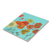 Orange Red Poppy Poppies Muster Wasserfarben Blume Fliese (Seite)
