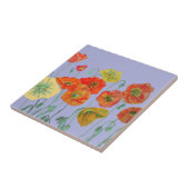 Orange Red Poppy Poppies Wasserfarbene Blume Lila Fliese (Seite)