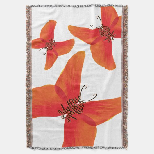 Orange Red Poppy Schmetterlinge mit Ihrem Namen Decke (Vorderseite Vertikal)