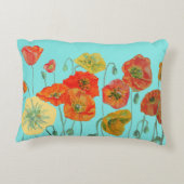 Orange Red Shabby Poppy Poppies Deco Aqua Dekokissen (Rückseite)