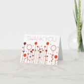 Orange Red Simple Floral Dot Modern Danke Karte (Vorderseite)