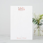 Orange Red Simple Floral Dot Personalisiert Briefpapier (Stehend Vorderseite)