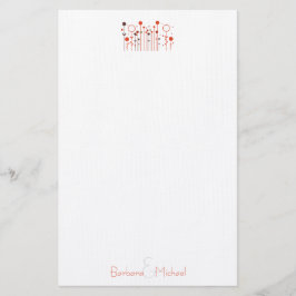 Orange Red Simple Floral Dot Personalisiert Briefpapier