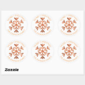 Orange Red Snowflake Elegante Moderne Kunst, Dicht Runder Aufkleber (Blatt)