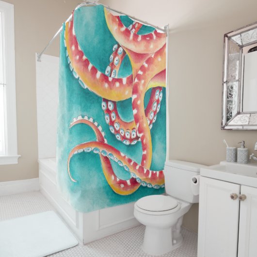 Orange Red Tentacles Duschvorhang (Beispiel)