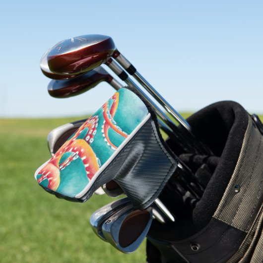 Orange Red Tentacles Golf Headcover (In Situ)