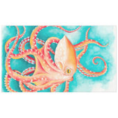 Orange Red Tentacles Octopus Wasserfarbe Tischdecke (Vorderseite (Horizontal))