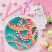 Orange Red Tentacles Pappteller (Party)