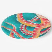 Orange Red Tentacles Pappteller (Schrägansicht)