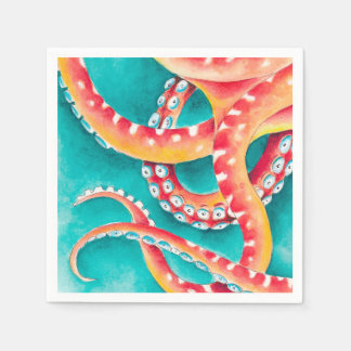 Orange Red Tentacles Serviette