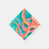 Orange Red Tentacles Serviette (Ecke)