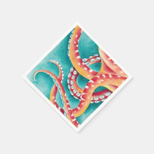 Orange Red Tentacles Serviette (Ecke)