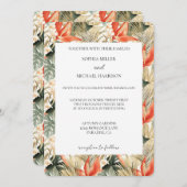 Orange Red Tropical Jungle Floral Wedding Einladung (Vorne/Hinten)